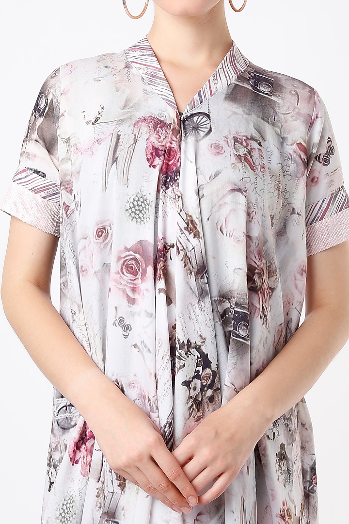 Soft Pink & White Printed Jacket Set by ANMOL KAKAD at Pernia's Pop Up Shop