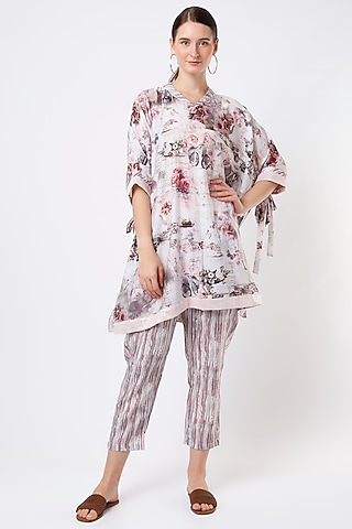 Blush Pink Printed Kaftan Set by ANMOL KAKAD