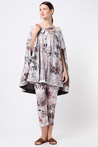 Blush Pink Printed Cape Set by ANMOL KAKAD