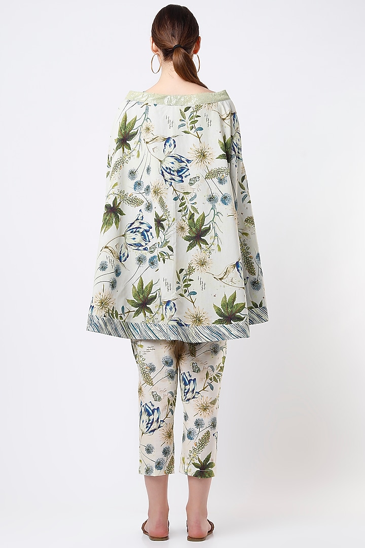 Cream Printed Cape Set by ANMOL KAKAD at Pernia's Pop Up Shop