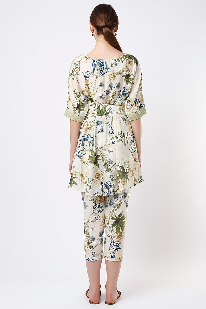 Cream Floral Printed Tunic Set by ANMOL KAKAD at Pernia's Pop Up Shop