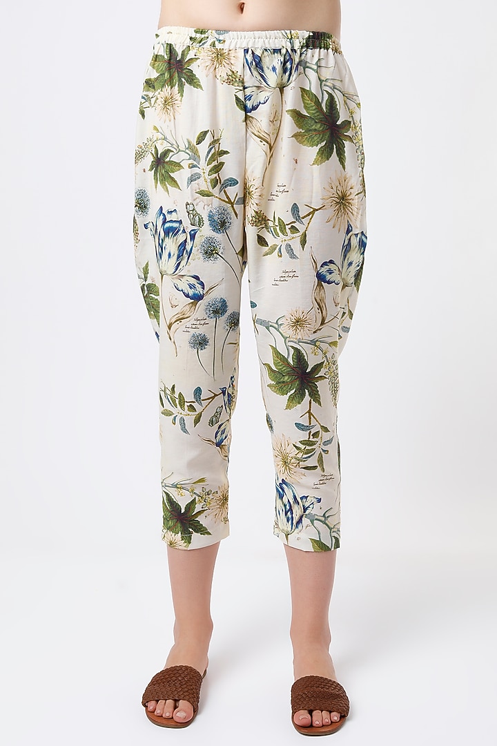 Cream Floral Printed Tunic Set by ANMOL KAKAD at Pernia's Pop Up Shop
