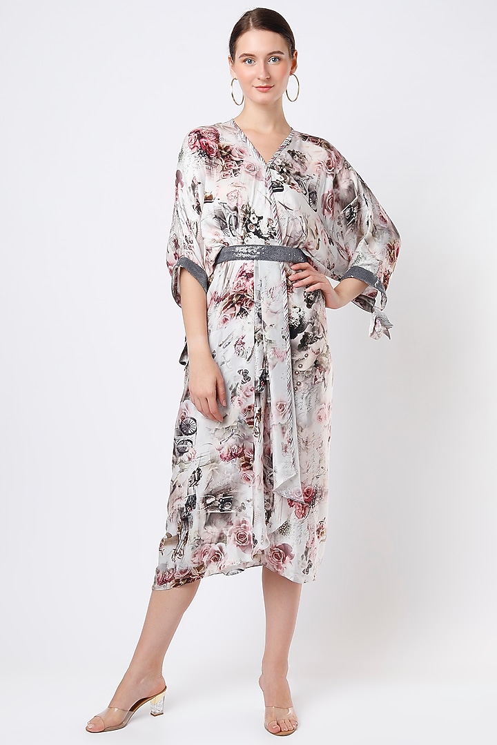 Blush Pink Floral Printed Summer Dress by ANMOL KAKAD at Pernia's Pop Up Shop