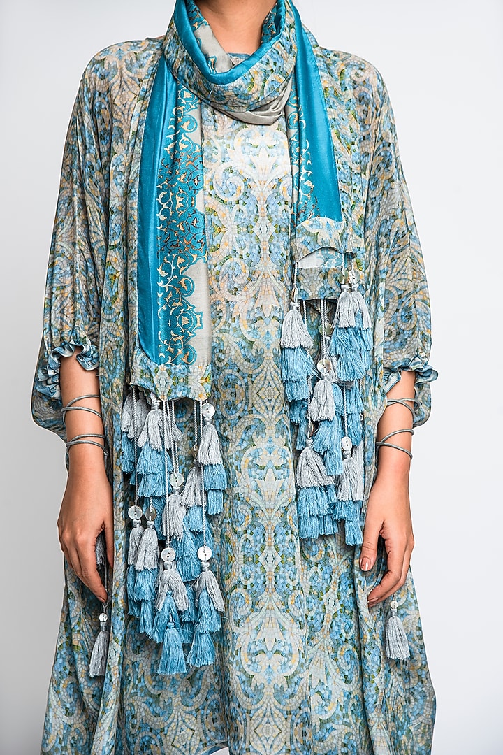 Teal Natural Crepe Co-Ord Set by ANMOL KAKAD at Pernia's Pop Up Shop