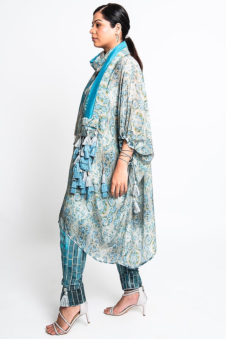 Teal Natural Crepe Co-Ord Set by ANMOL KAKAD at Pernia's Pop Up Shop