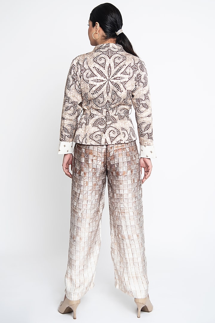 Beige & Brown Linen Jumpsuit With Blazer by ANMOL KAKAD at Pernia's Pop Up Shop