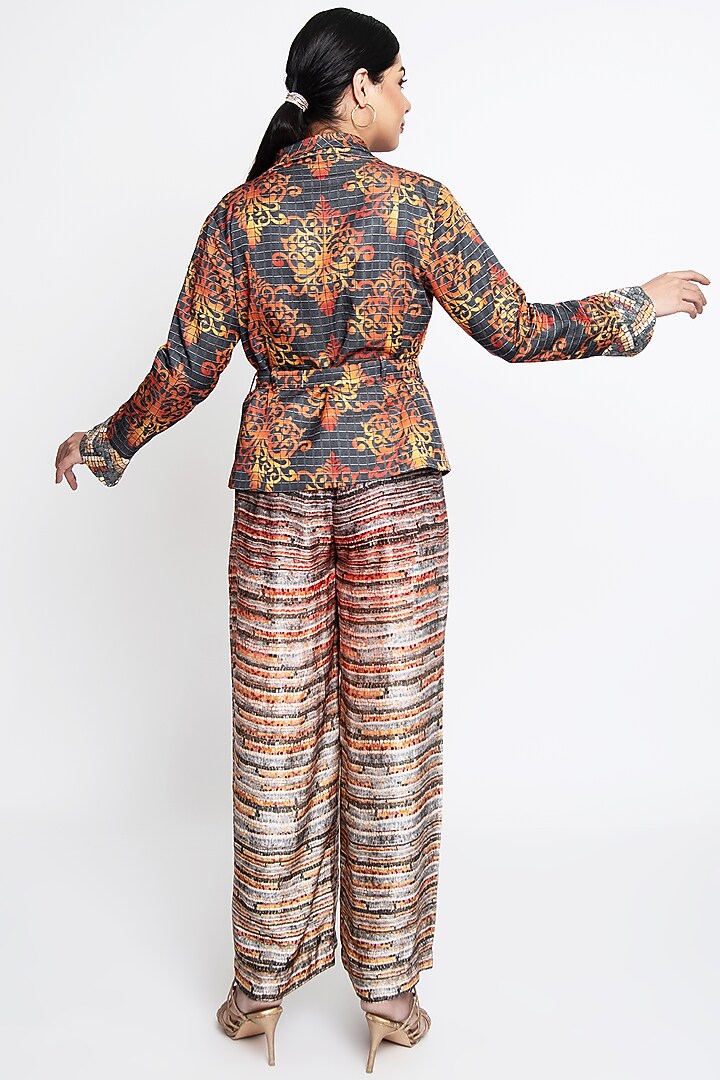 Orange & Grey Linen Jumpsuit With Blazer by ANMOL KAKAD at Pernia's Pop Up Shop