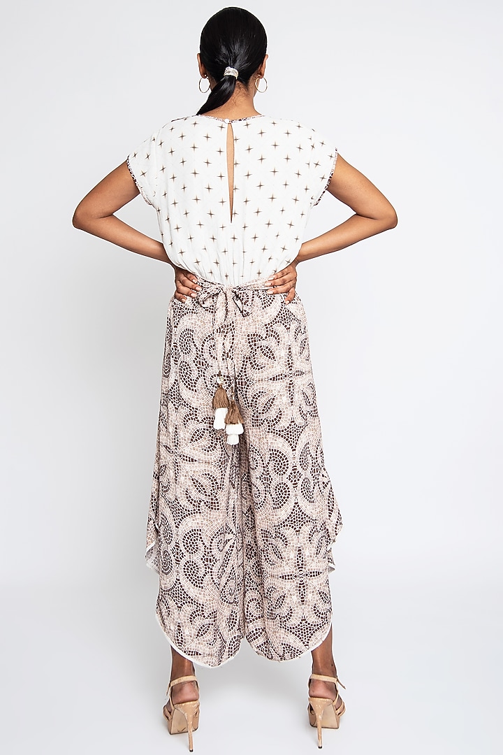Beige & Brown Georgette Jumpsuit by ANMOL KAKAD at Pernia's Pop Up Shop