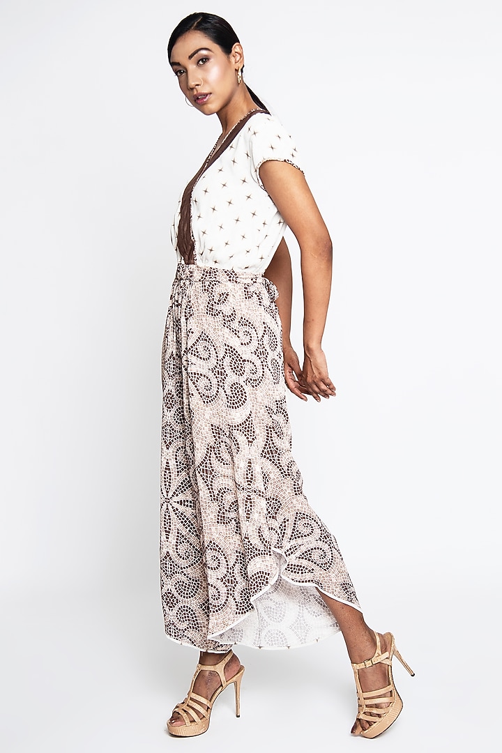 Beige & Brown Georgette Jumpsuit by ANMOL KAKAD at Pernia's Pop Up Shop