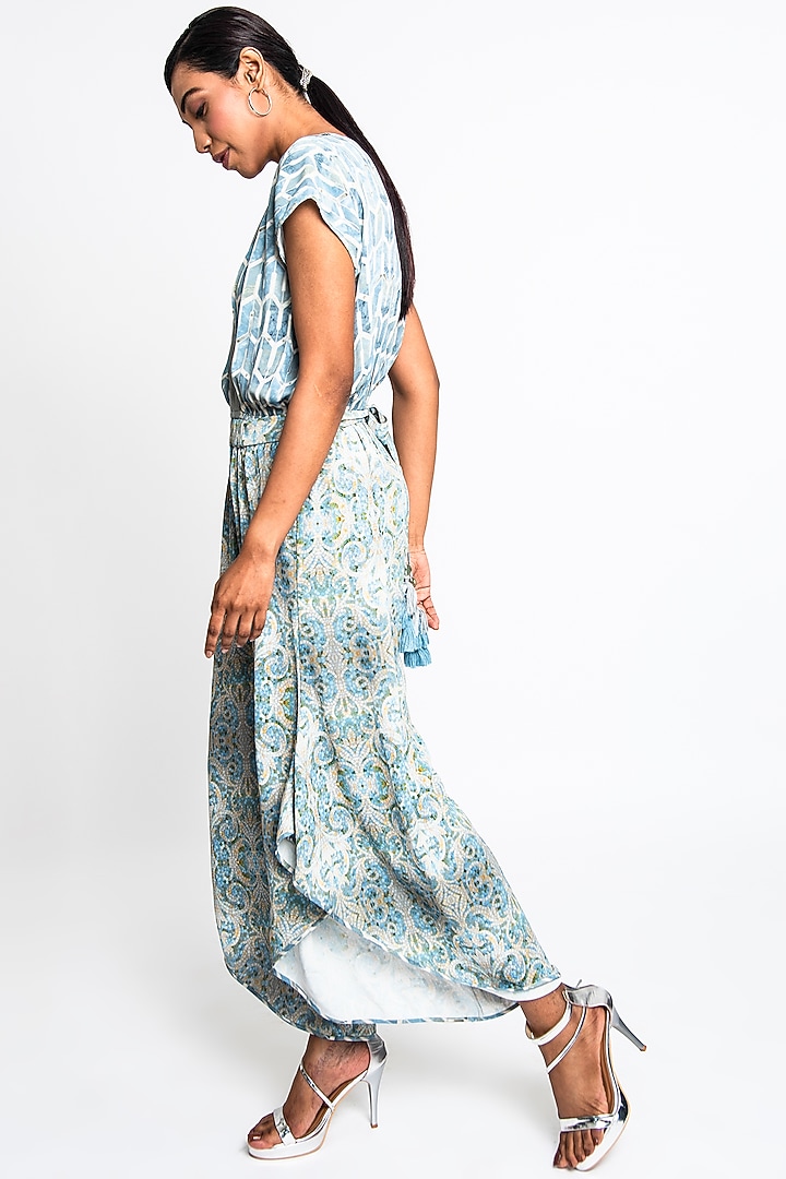 Teal Georgette Jumpsuit by ANMOL KAKAD at Pernia's Pop Up Shop