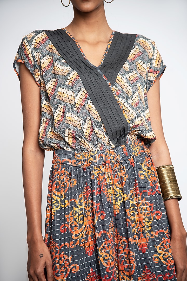 Orange & Grey Georgette Jumpsuit by ANMOL KAKAD at Pernia's Pop Up Shop