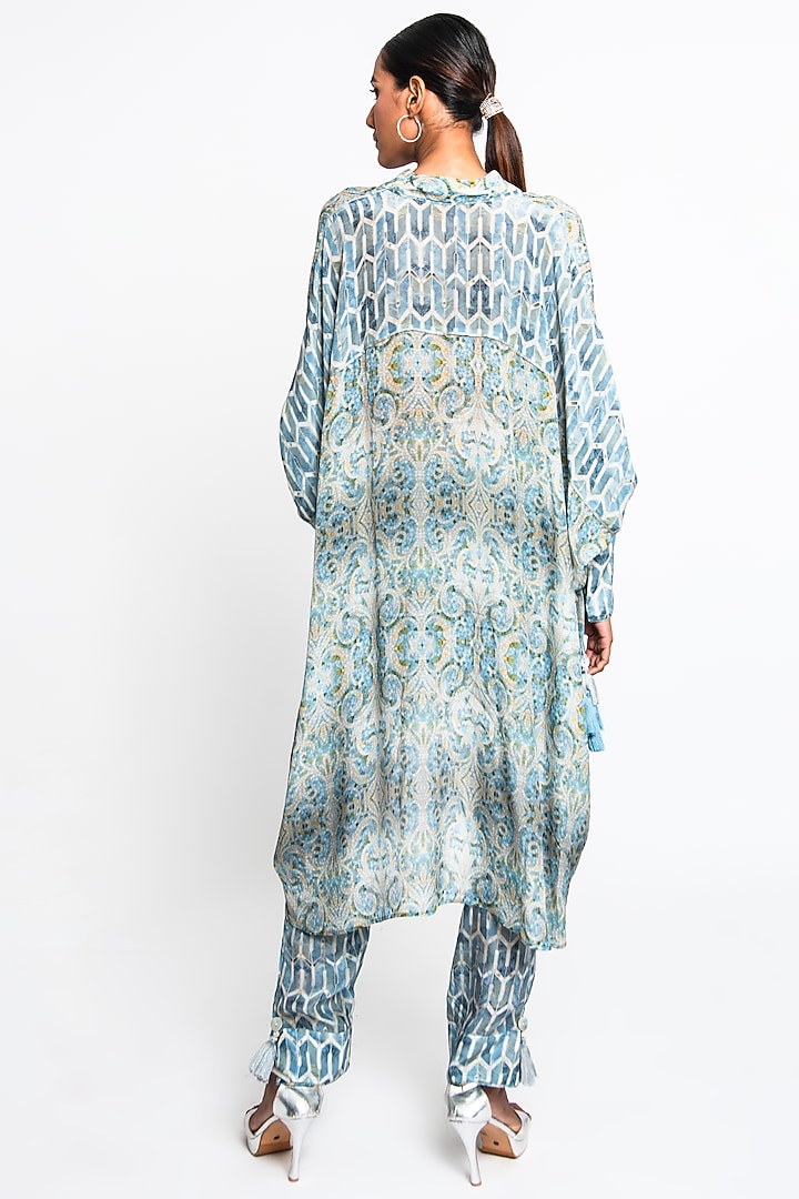 Teal Natural Crepe Co-Ord Set by ANMOL KAKAD at Pernia's Pop Up Shop