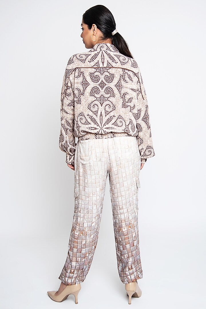 Beige & Brown Summer Georgette Co-Ord Set by ANMOL KAKAD at Pernia's Pop Up Shop