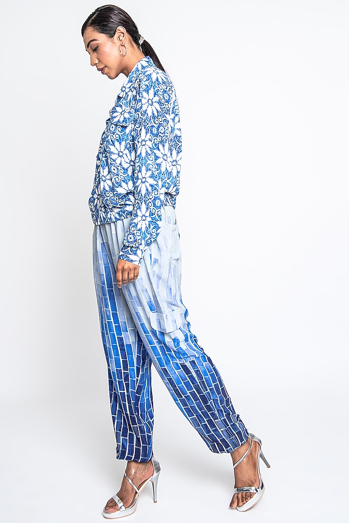 Blue & White Summer Georgette Co-Ord Set by ANMOL KAKAD at Pernia's Pop Up Shop