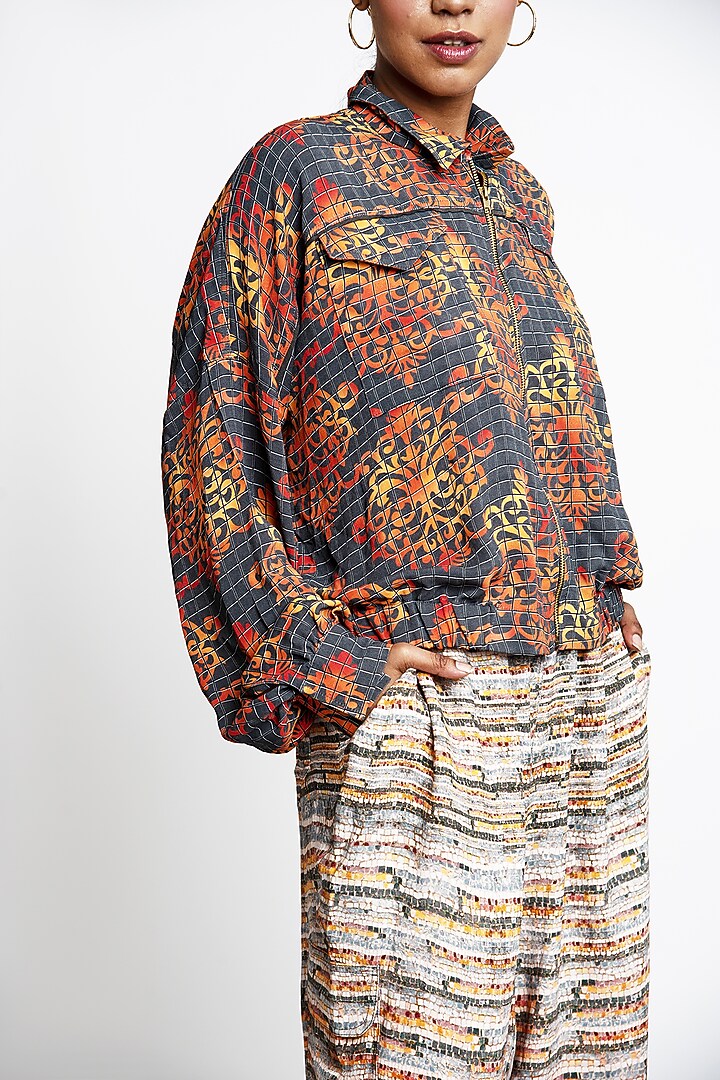 Orange & Grey Summer Georgette Co-Ord Set by ANMOL KAKAD at Pernia's Pop Up Shop