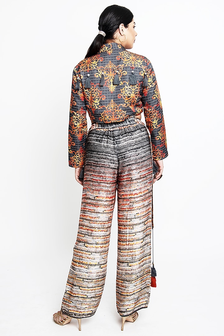 Orange & Grey Linen Blazer Set by ANMOL KAKAD at Pernia's Pop Up Shop