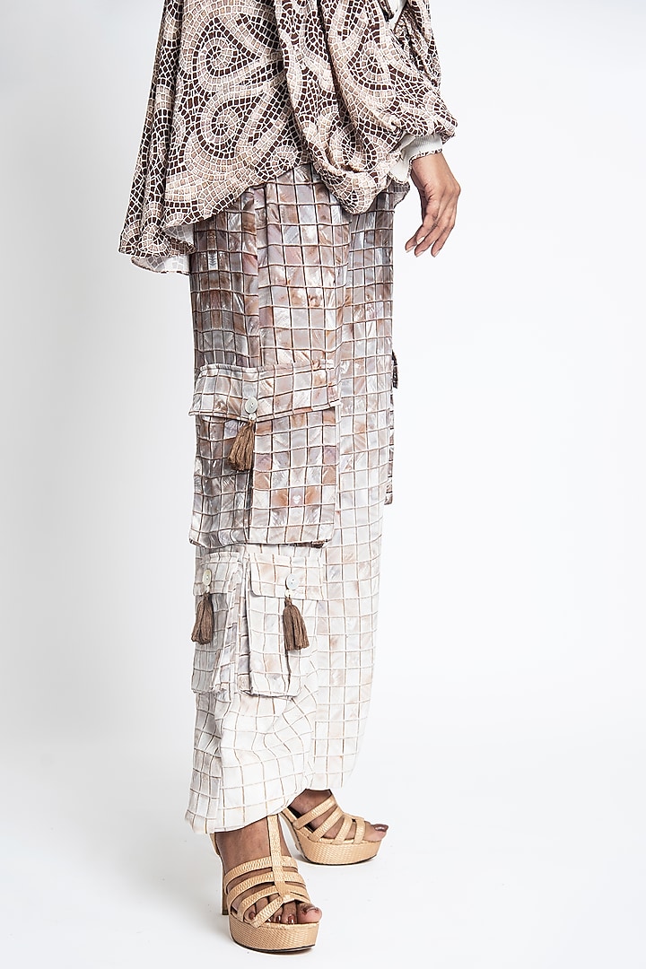 Beige & Brown Double Georgette Co-Ord Set by ANMOL KAKAD at Pernia's Pop Up Shop