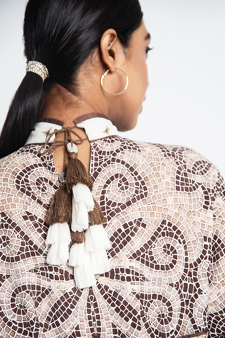 Beige & Brown Double Georgette Co-Ord Set by ANMOL KAKAD at Pernia's Pop Up Shop