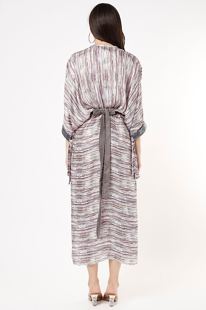 Maroon Satin Printed Summer Dress by ANMOL KAKAD at Pernia's Pop Up Shop