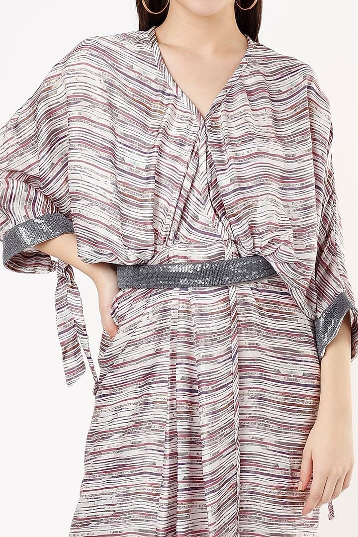 Maroon Satin Printed Summer Dress by ANMOL KAKAD at Pernia's Pop Up Shop