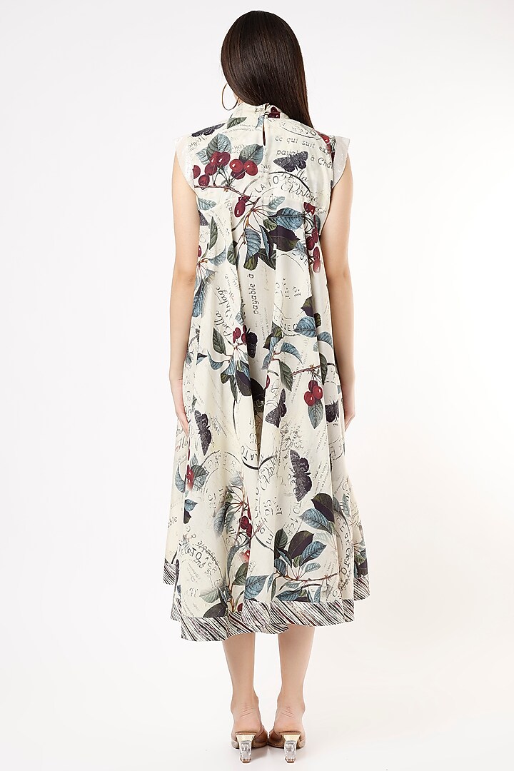 Beige Printed Summer Dress by ANMOL KAKAD at Pernia's Pop Up Shop