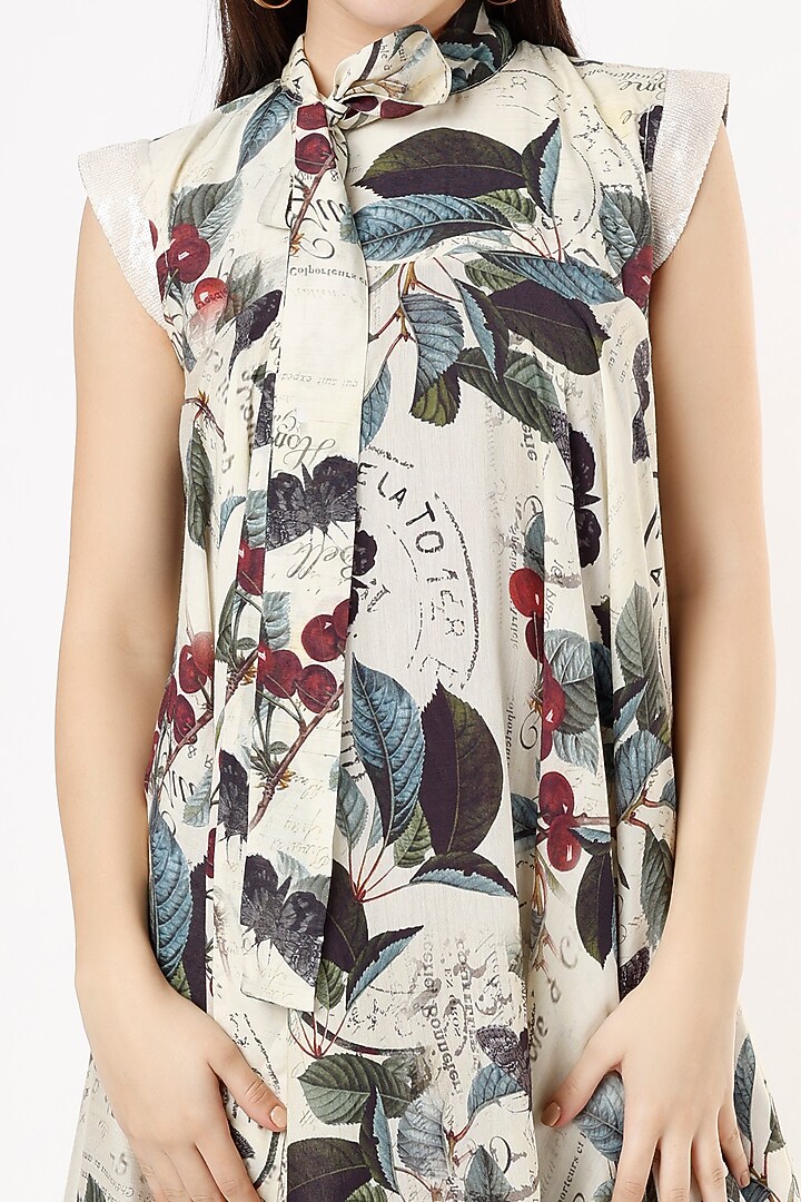 Beige Printed Summer Dress by ANMOL KAKAD at Pernia's Pop Up Shop
