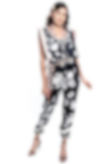 Black & White Satin Jumpsuit by ANMOL KAKAD at Pernia's Pop Up Shop