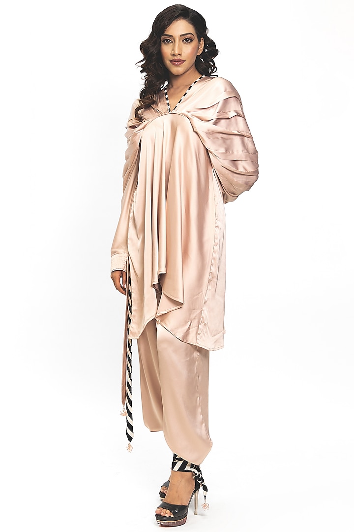 Champagne Pink Silk Co-Ord Set by ANMOL KAKAD at Pernia's Pop Up Shop