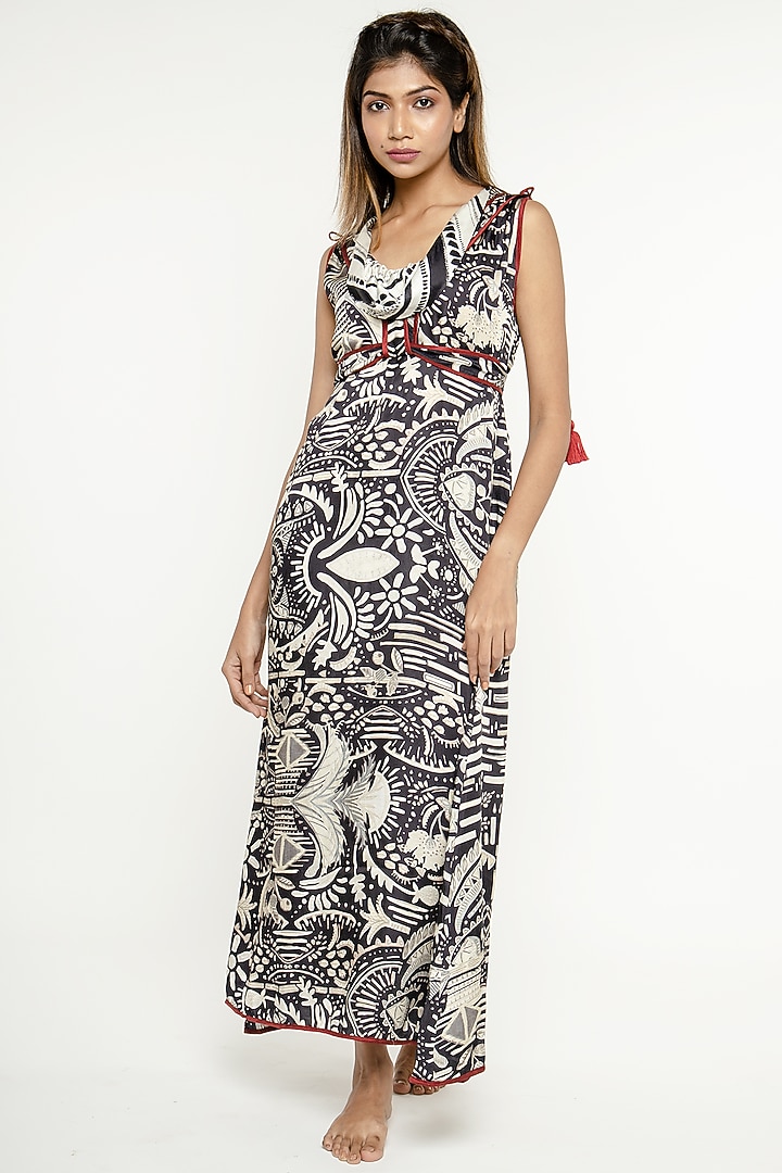 Black Cowl Summer Dress In Satin by ANMOL KAKAD at Pernia's Pop Up Shop