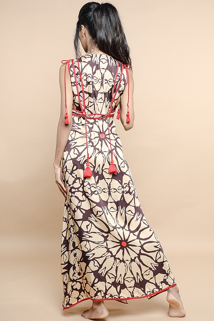 Brown Satin Cowl Summer Dress by ANMOL KAKAD at Pernia's Pop Up Shop