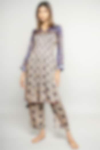 Blue Satin Tunic Set by ANMOL KAKAD at Pernia's Pop Up Shop