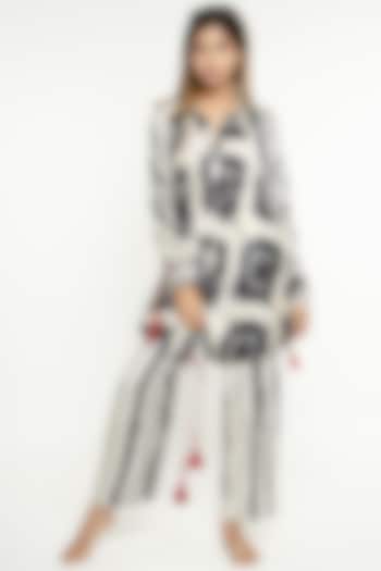 Black Satin Shirt Tunic Set by ANMOL KAKAD at Pernia's Pop Up Shop