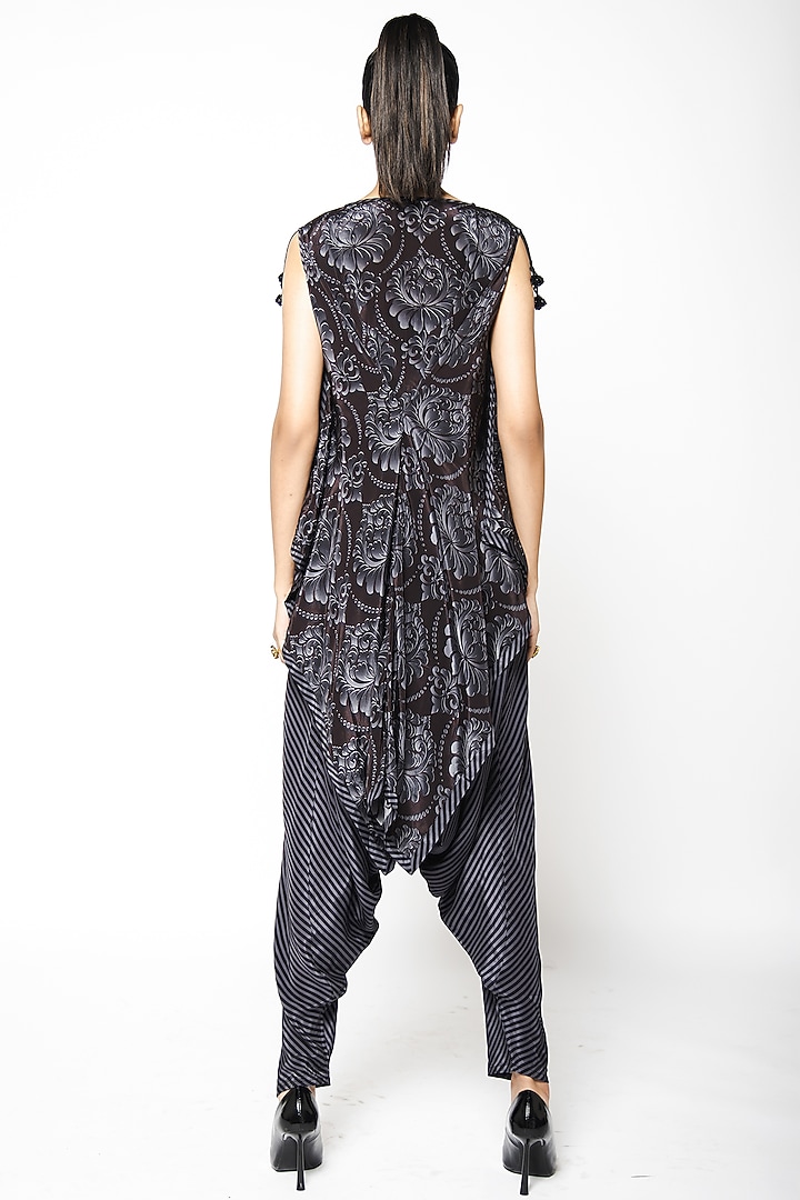 Black Crepe Silk Jumpsuit With Cape by ANMOL KAKAD at Pernia's Pop Up Shop