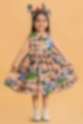 Blush Cotton Printed Ruffled Dress For Girls by Ankid at Pernia's Pop Up Shop