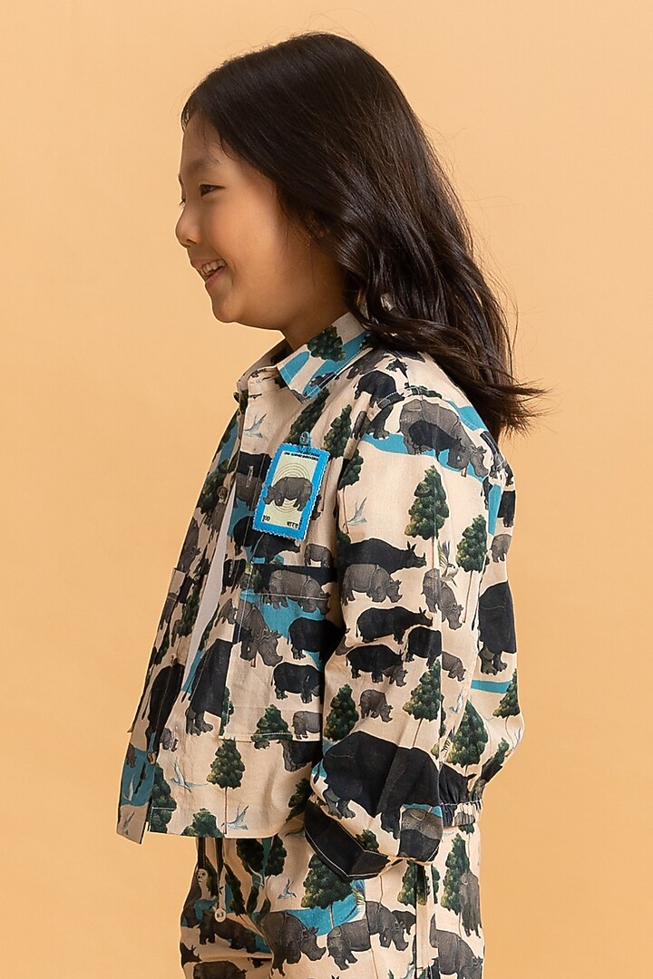 Latte Cotton Printed Co-Ord Set For Girls by Ankid at Pernia's Pop Up Shop
