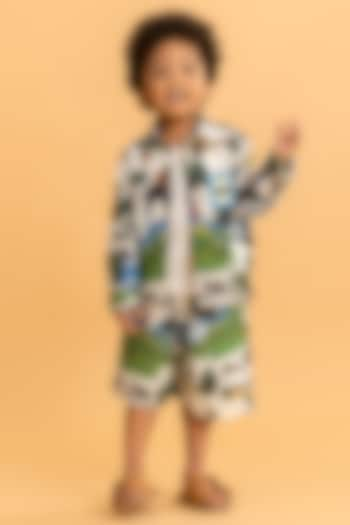 Ivory Cotton Printed Co-Ord Set For Boys by Ankid