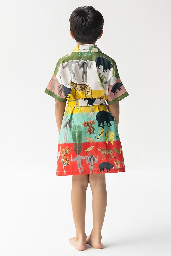 Multi-Colored Cotton Voile Digital Printed Robe For Boys by Ankid at Pernia's Pop Up Shop