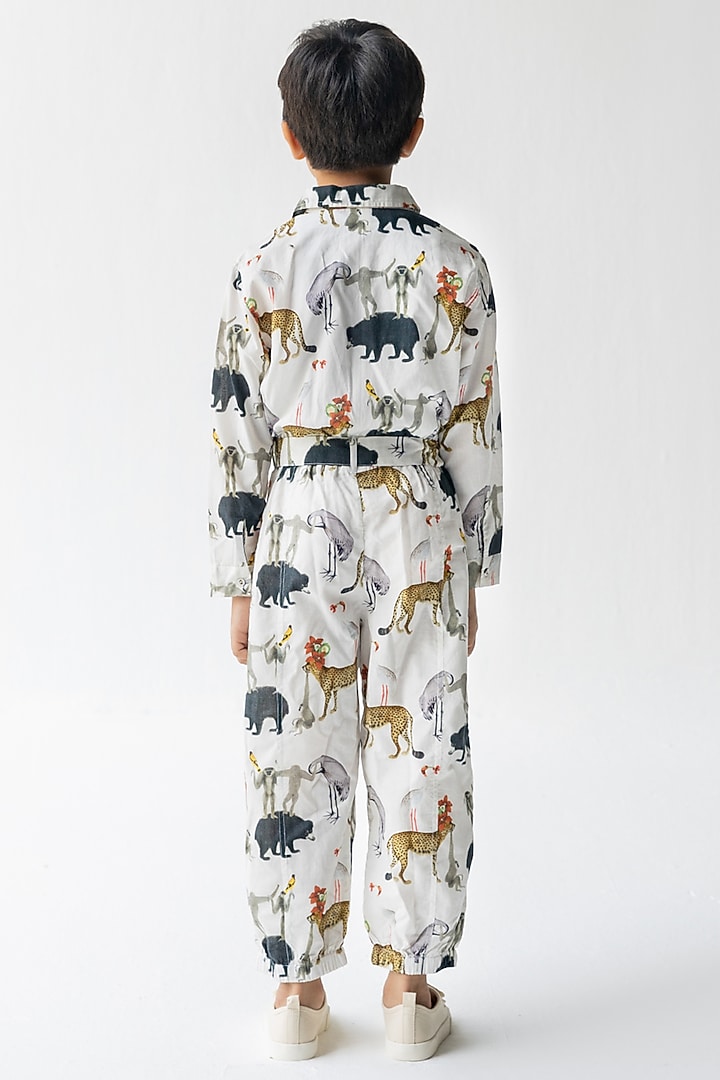 Ivory Cotton Voile Jumpsuit For Boys by Ankid at Pernia's Pop Up Shop