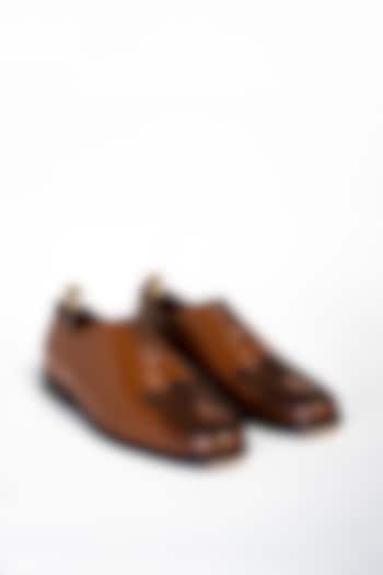 Dark Tan Leather Formal Shoes by Aniket Gupta