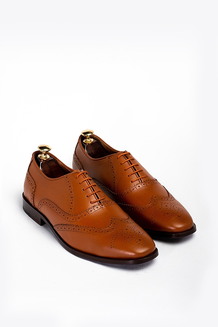 Mid Tan Leather Formal Shoes by Aniket Gupta