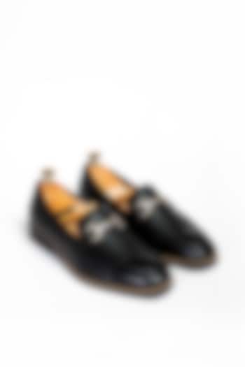 Black Leather Formal Shoes by Aniket Gupta