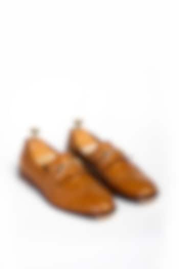 Mango Tan Leather Formal Shoes by Aniket Gupta