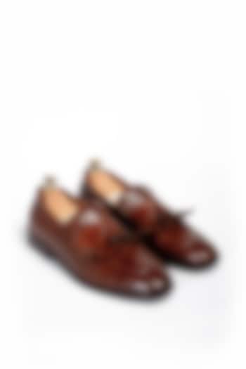 Brown Leather Formal Shoes by Aniket Gupta