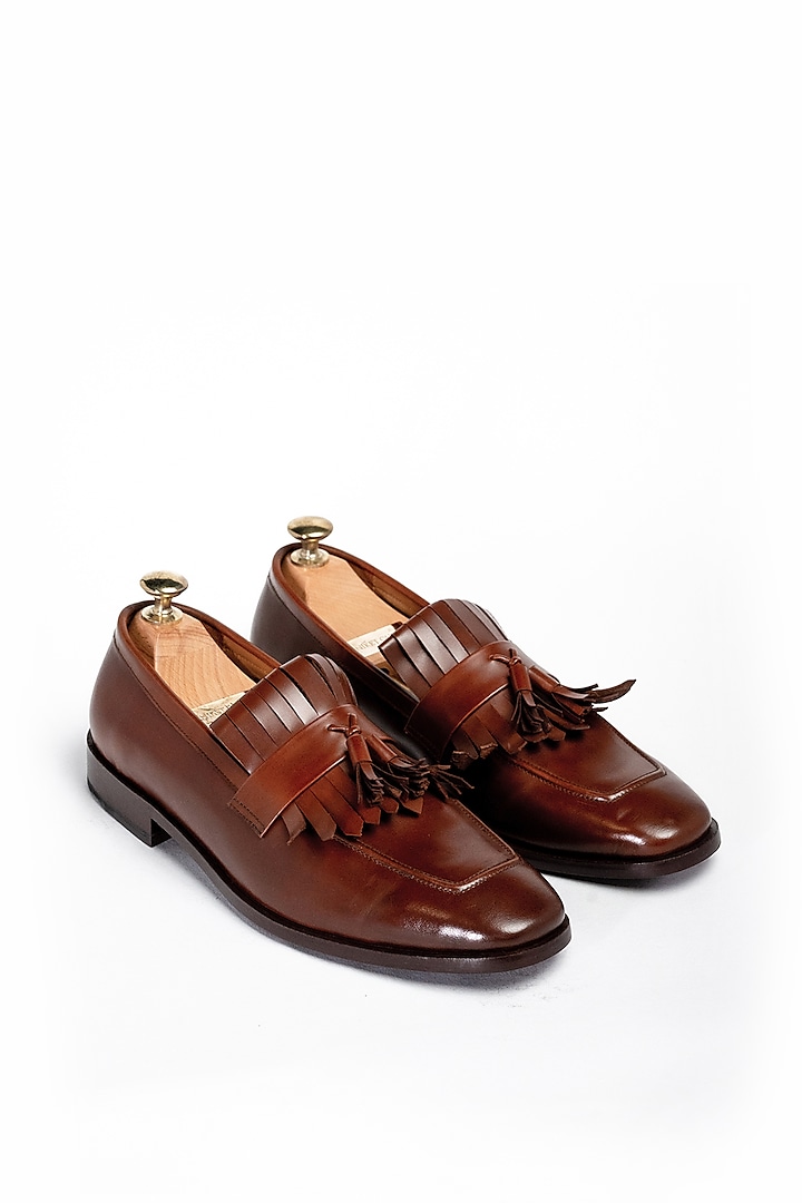 Brown Leather Formal Shoes by Aniket Gupta