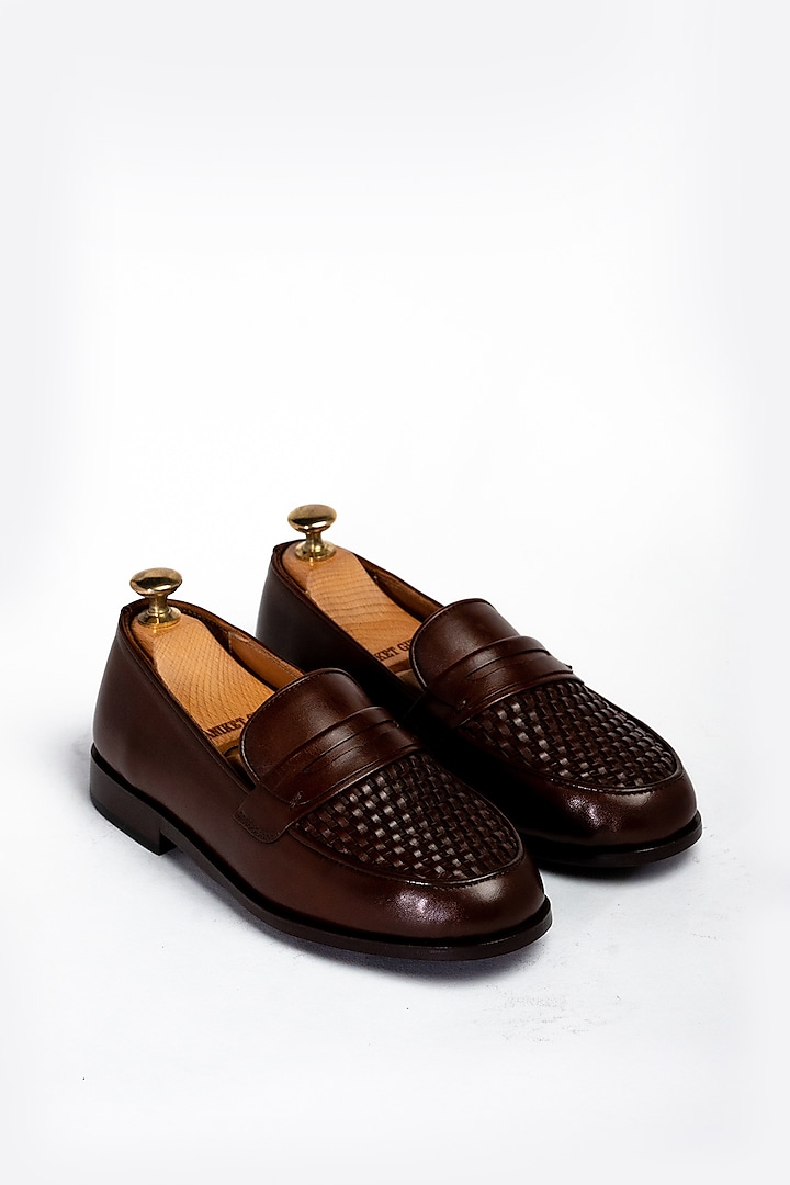 Cognac Leather Formal Shoes by Aniket Gupta