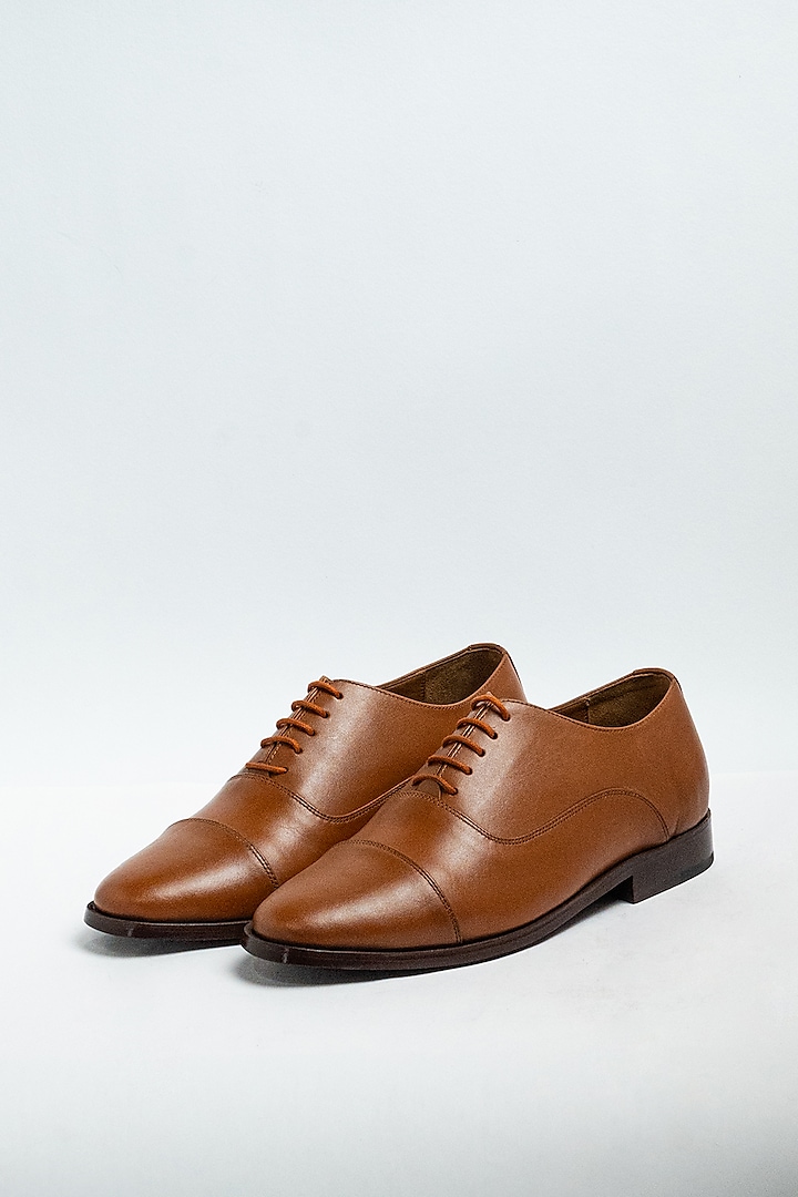 Dark Tan Genuine Leather Formal Shoes by Aniket Gupta