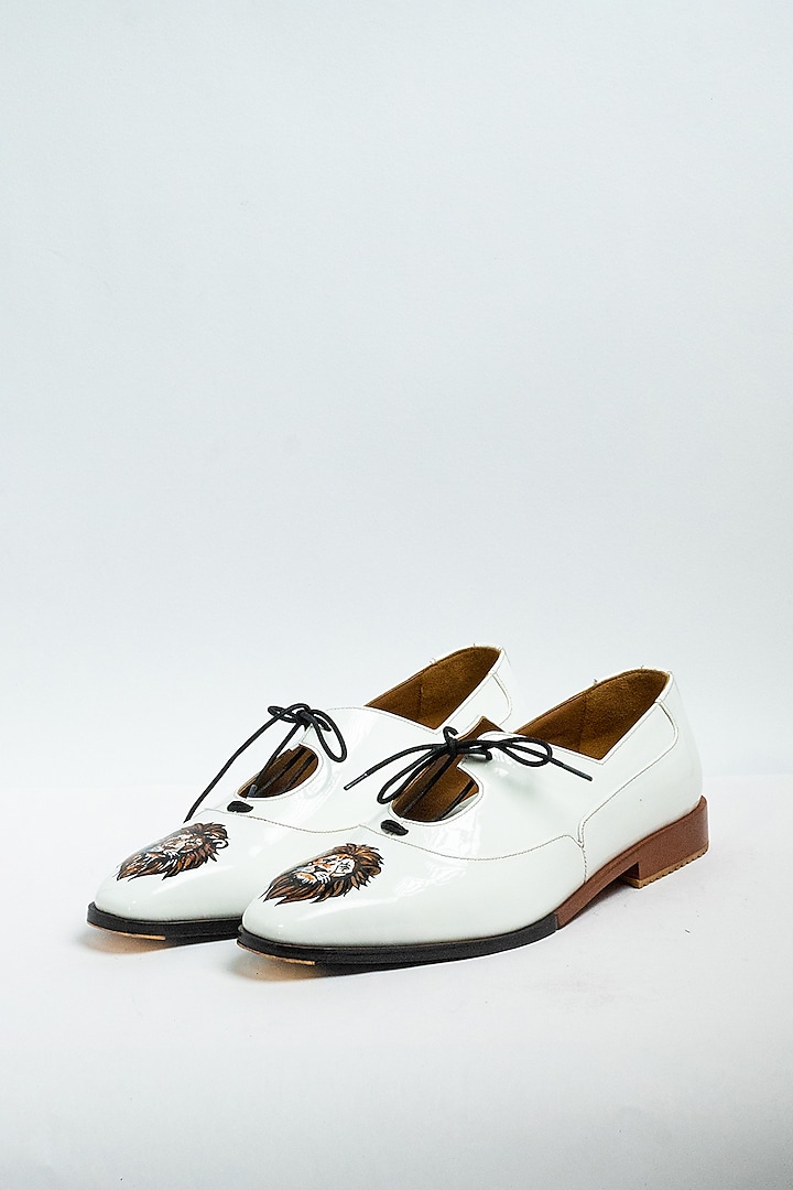 White Genuine Leather Formal Shoes by Aniket Gupta