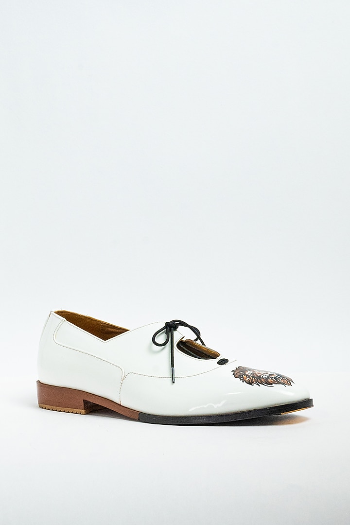 White Genuine Leather Formal Shoes by Aniket Gupta at Pernia's Pop Up Shop