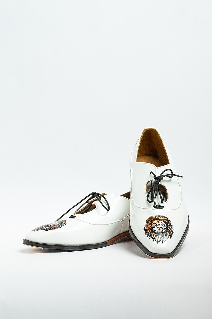White Genuine Leather Formal Shoes by Aniket Gupta at Pernia's Pop Up Shop
