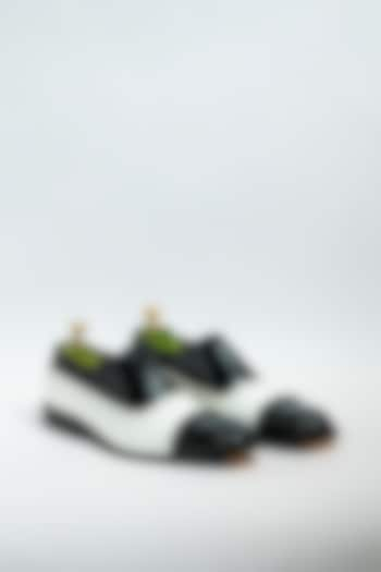 Black & White Genuine Leather Formal Shoes by Aniket Gupta at Pernia's Pop Up Shop